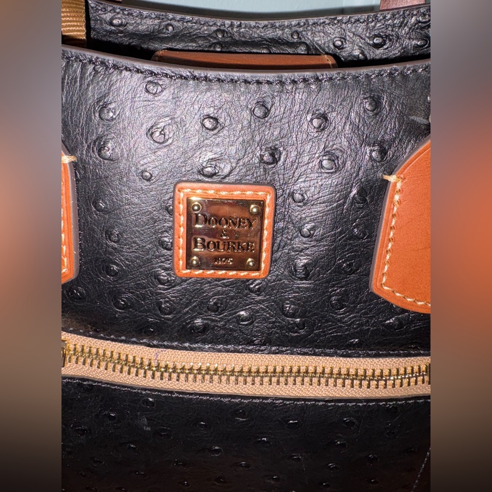 NWT Dooney & Bourke Ostrich Darla Shopper Tote - Picture 9 of 9